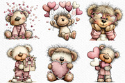 Quirky Valentine Teddy Bear Clipart, an Illustration by Craft Nest (Thumbnail 5 of 11)