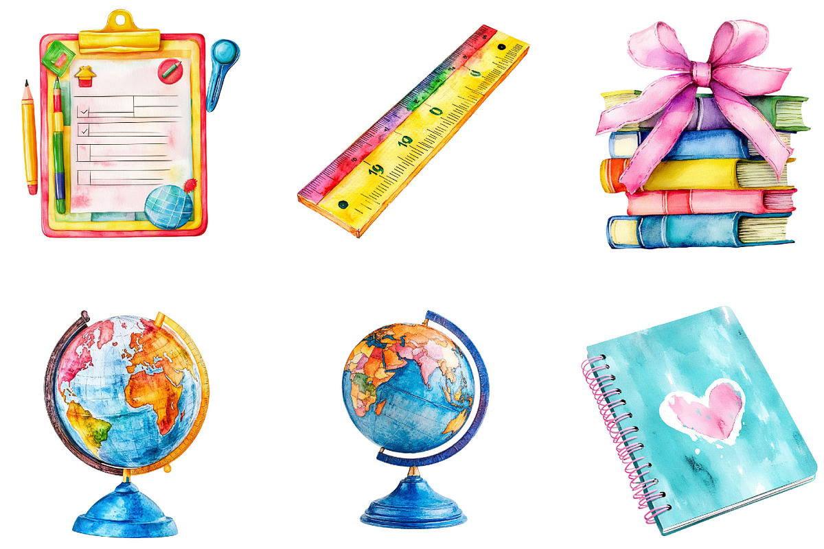 Distressed Back to School Clipart, a Seasonal Illustration by Designking (Photo 4 of 5)