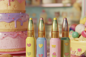 A colorful display of four lipstick-shaped cosmetic products in pastel colors,, an Arts & Entertainment Photo by Textures & Backgrounds
