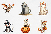 Halloween Cats Ghost Clipart, an Illustration by CrexoraLab (Thumbnail 2 of 5)