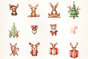 Funny Reindeer Christmas Clipart, an Illustration by CrexoraLab (Thumbnail 1 of 5)