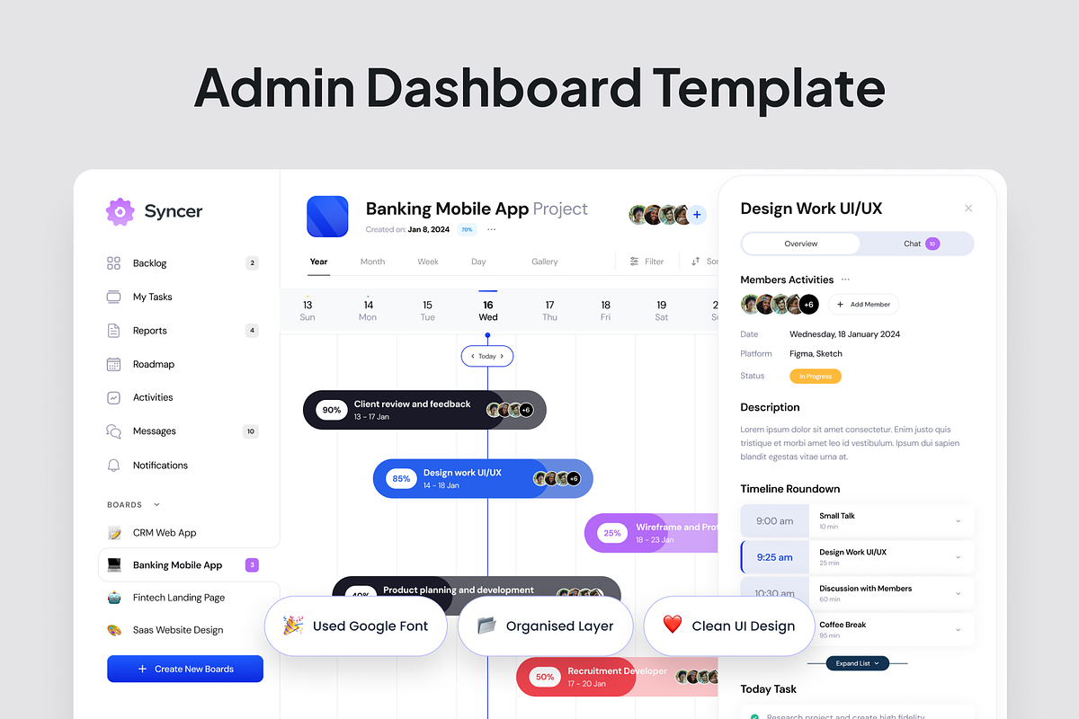 Task Management Admin Dashboard, an UI Kit Template by SquidPixey (Photo 2 of 5)