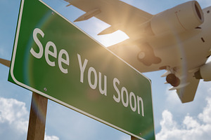 See You Soon Green Sign and Plane, a Transportation Photo by Andy Dean Photography
