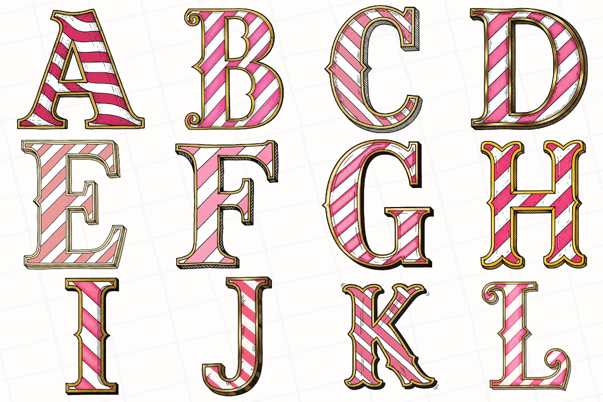 Candy Cane Alphabet Clipart, an Illustration by OK Design (Photo 5 of 5)