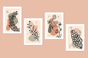 Minimal vector floral posters, a Print Template by EeKayStore