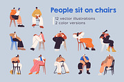 Modern people sitting on chairs set, a Person Illustration by Good Studio (Thumbnail 1 of 13)
