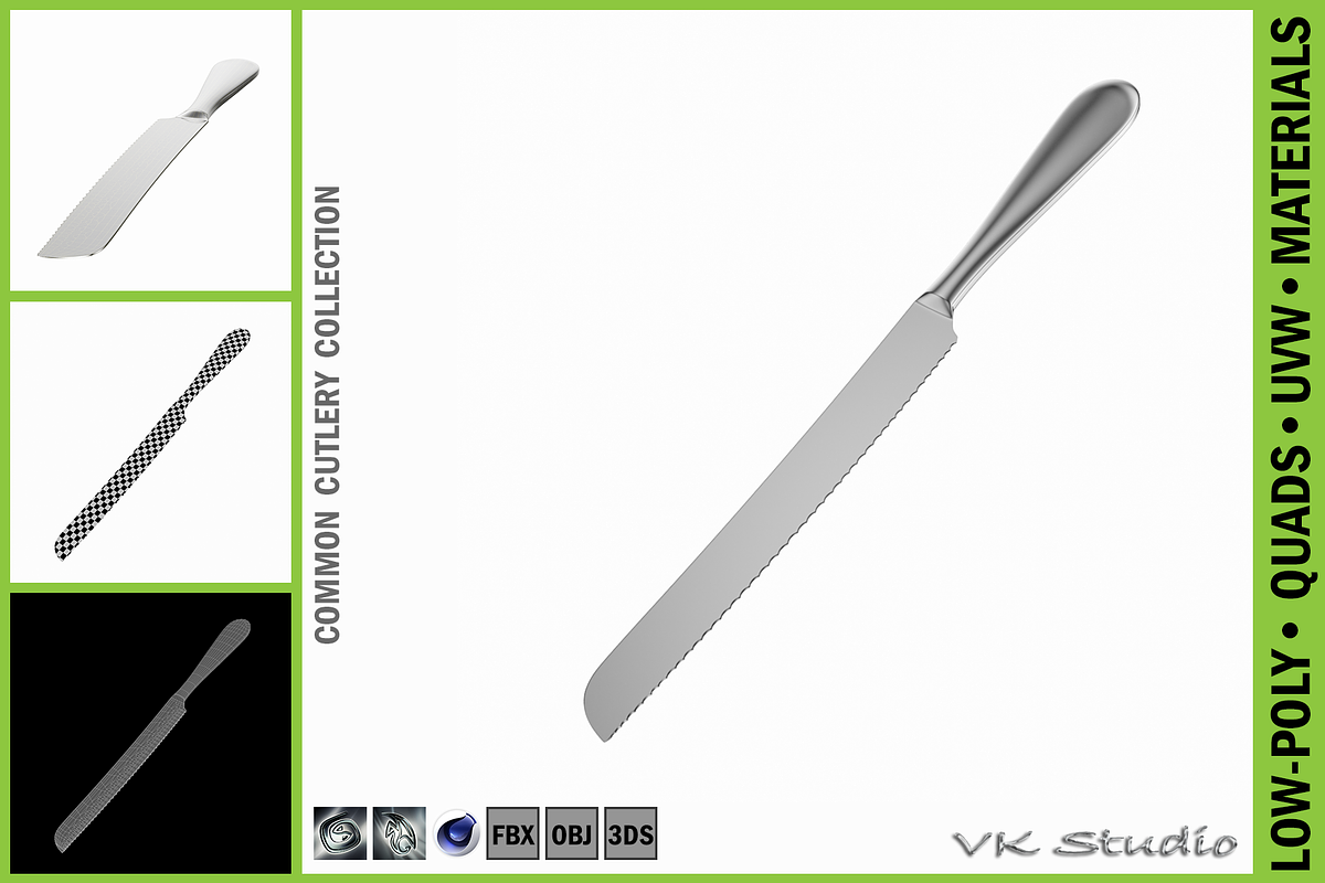 Cake Pie Knife Common Cutlery, an Object 3D Model by VK Studio (Photo 1 of 6)