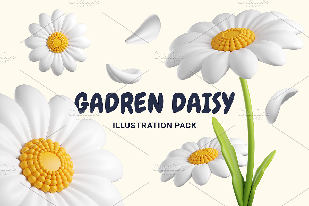 Garden 3d Daisy Illustrations!, a Plants & Tree 3D Model by Hannet (Photo 1 of 4)