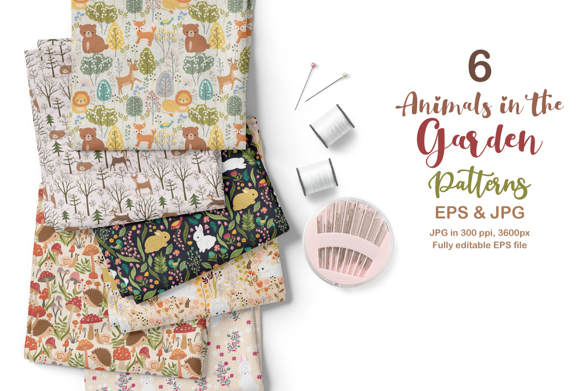 Animals in The Garden Patterns, a Pattern Graphic by DrawStudio1988 (Photo 4 of 9)