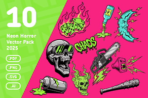 Neon Horror Vector Pack 2025, an Illustration by NH graphic