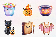 Cute Halloween Set Clipart, an Illustration by CreationArt (Thumbnail 2 of 5)