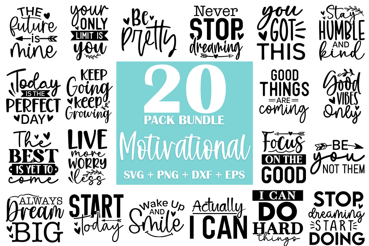 Motivational Quotes SVG Bundle, an Illustration by ZoomkSVG (Photo 1 of 42)
