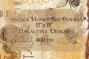 Vintage Honey Bee Digital Papers