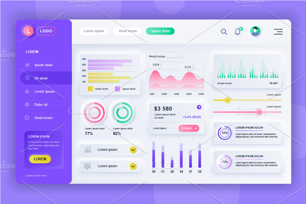 Neumorphic UI Dashboard Admin Panel, a Templates & Theme by alexdndz (Photo 17 of 21)