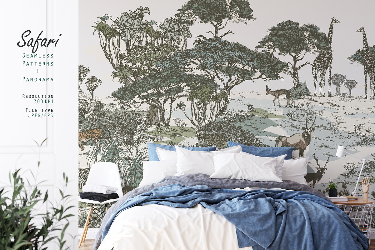 Safari. Seamless Patterns + Panorama, a Pattern Graphic by Irina Dolgikh (Photo 2 of 21)