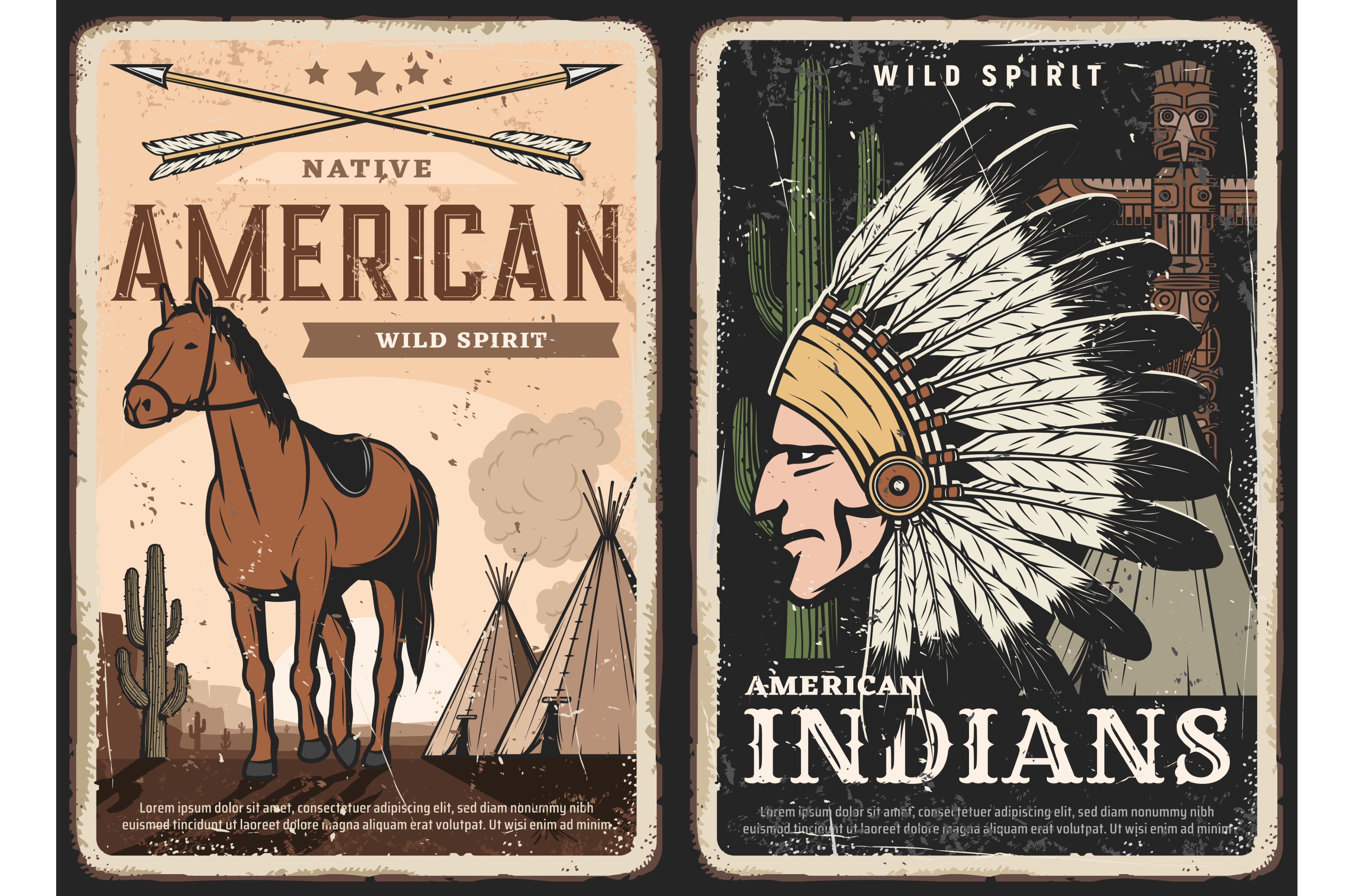 Native Americans American Indians by Vector Tradition  Creative Market