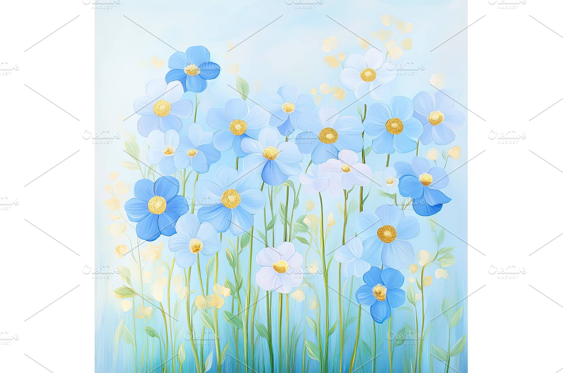 Oil painting of forget me nots in, a Business Photo by Lermont51
