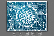 IT Christmas card with snowflake, a Technology Illustration by MSA-Graphics (Thumbnail 1 of 5)