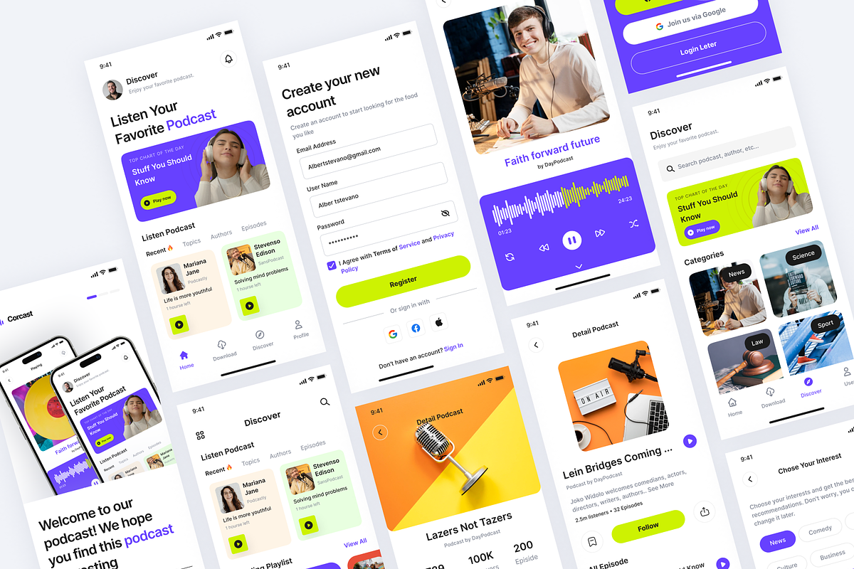 Corecast - Podcast App UI Kit, an UI Kit Template by Sans Design (Photo 5 of 6)