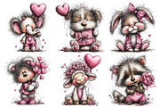 Valentines Whimsical Animals Clipart, an Illustration by Pixels.Craft (Thumbnail 5 of 5)