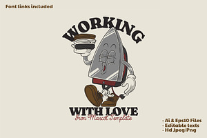 Retro walking iron mascot, a Branding & Logo Template by Judsart