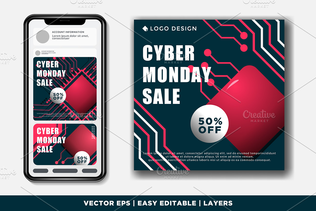 bundle discount 50% Monday cyber, a Social Media Template by Izalsye (Photo 3 of 5)