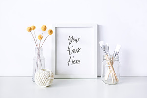 Paint Brush White Frame Mockup