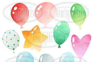 Balloons Watercolor Clipart Set