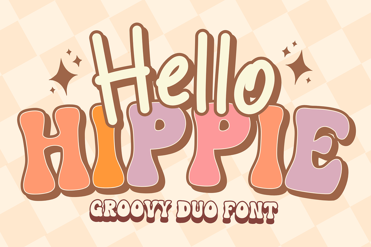 Hello Hippie is a retro duo font, a Handwritten Font by Brown Cupple (Photo 1 of 7)