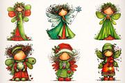 Whimsical Christmas Fairy Clipart, an Illustration by Dream Creation (Thumbnail 3 of 7)
