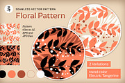 Floral Pattern Electric Tangerine, a Pattern Graphic by Pia Kolle (Thumbnail 2 of 6)