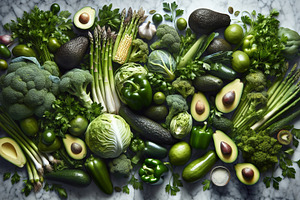 Fresh Green Vegetables and Fruits on, a Food & Drink Photo by Stock Shape