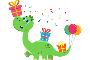 Cute Birthday Dinosaur, an Illustration by HitToon