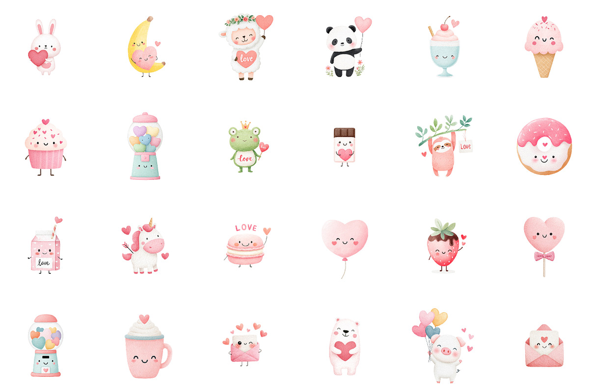 Kawaii Valentine's CLIPART, an Illustration by Sublimation Artist (Photo 2 of 6)