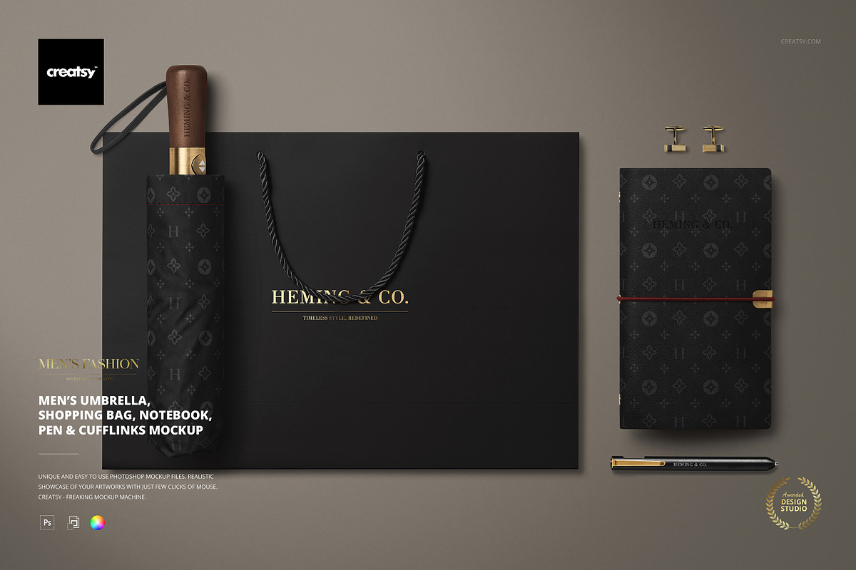 Men’s Premium Fashion Brand Mockup, an Advertising Mockup by Creatsy (Photo 1 of 5)