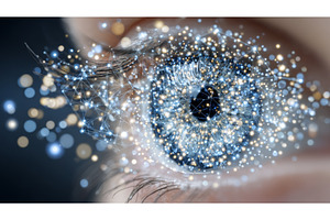 An eye with a blue hue and a black, a Technology Photo by ZinetroN