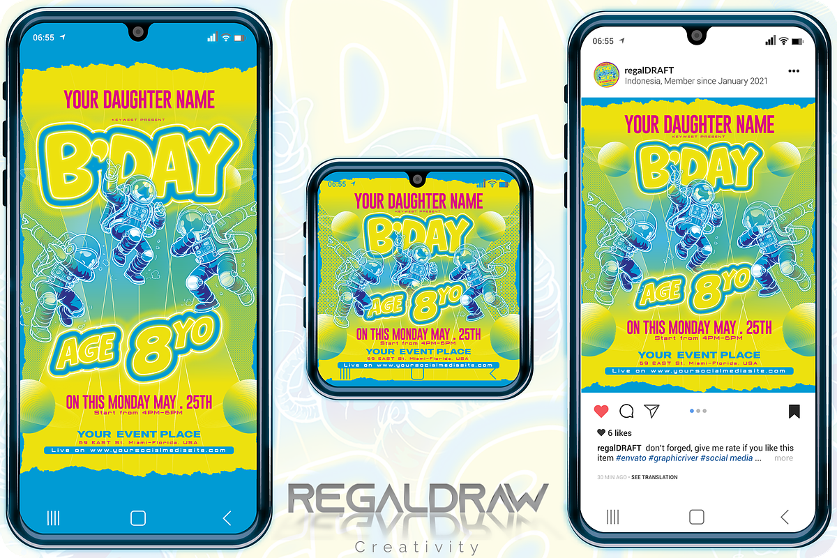 Birthday Social media Template, a Social Media Template by regalDRAW (Photo 1 of 4)