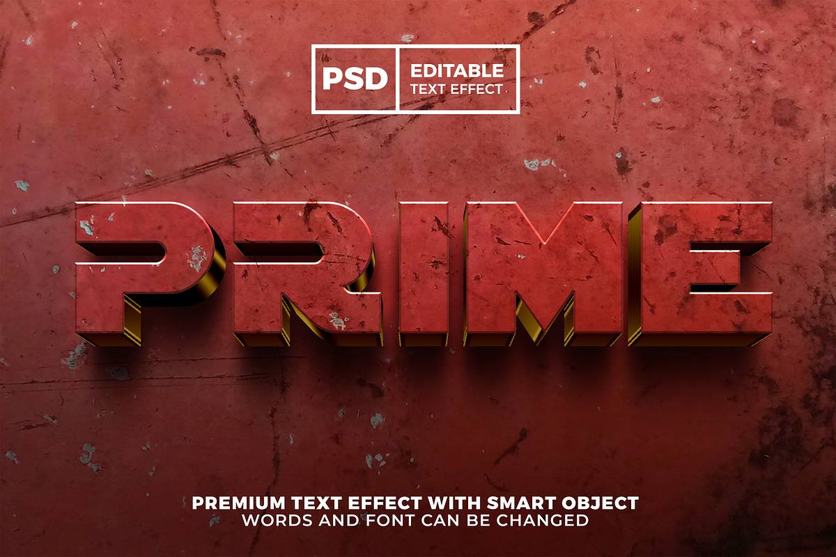 prime rusty metal 3d text effect, a Brushes & More by Agung Kreatif