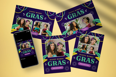 Mardi Gras Photobooth, a Card Template by graphicook
