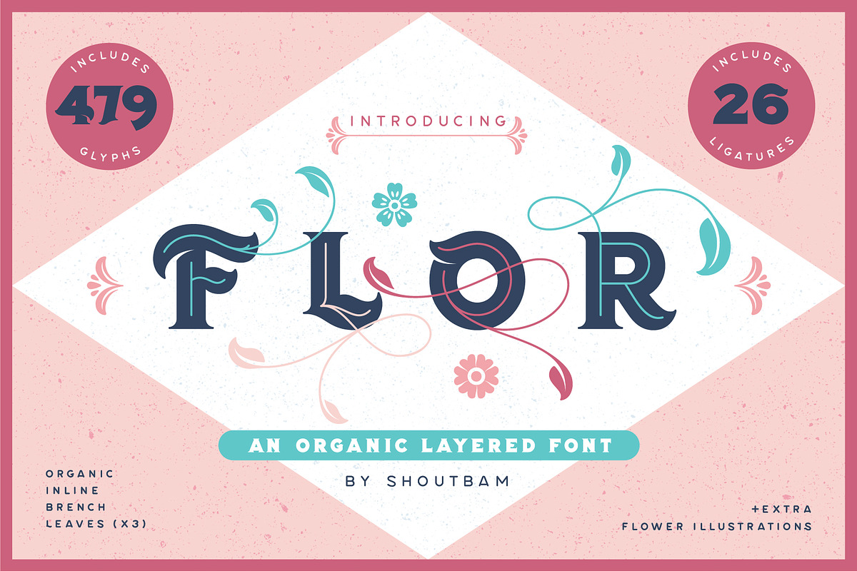 Flor Layered Font + Extras