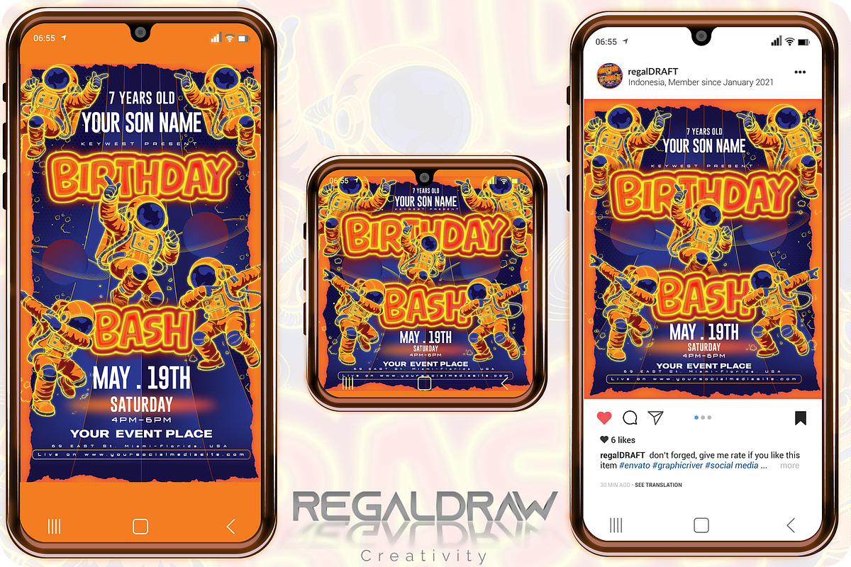 Birthday Bash Social media Template, a Social Media Template by regalDRAW (Photo 1 of 4)