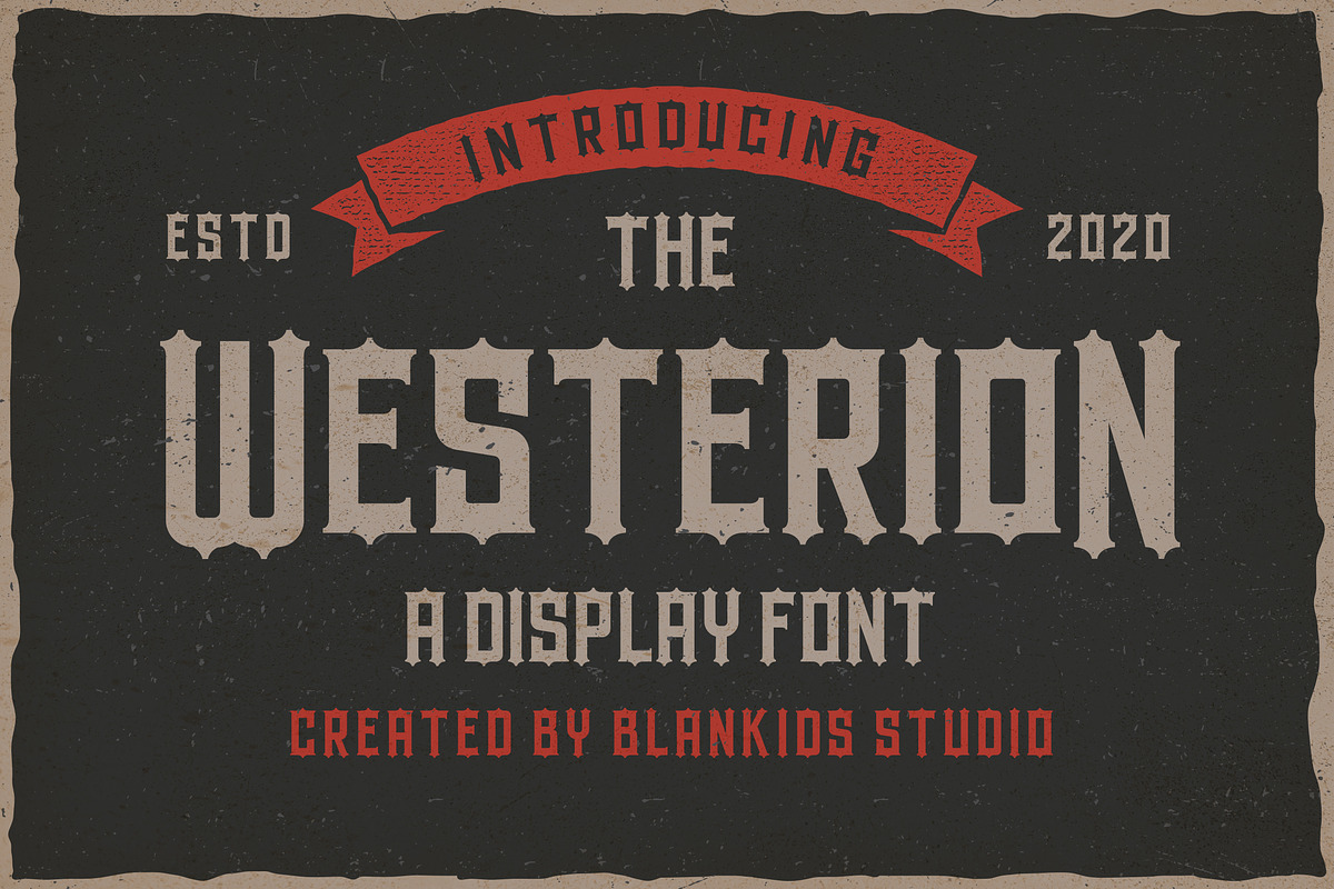 Westerion a Vintage Display Font, a Blackletter Font by Blankids Studio (Photo 1 of 6)