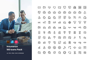 Insurance 100 Set Icon Pack