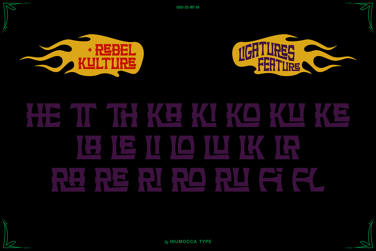 Rebel Kulture + Free Vector Set, a Serif Font by inumocca_type (Photo 8 of 13)