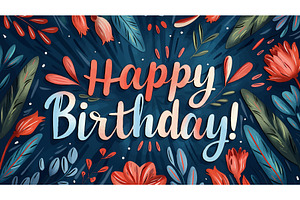 Floral Happy Birthday Greeting Card, an Illustration by AlexArt