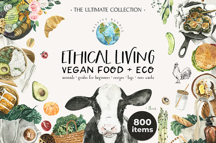 ETHICAL LIVING vegan & eco lifestyle, a Healthcare Illustration by Lana Elanor