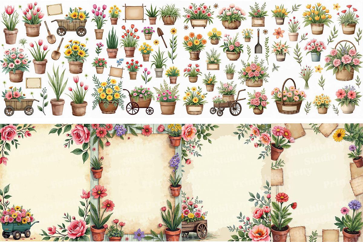 Floral Market Junk Journal Kit, a Background Graphic by Printable Pretty Studio (Photo 3 of 3)