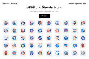 ADHD and Disorder Icons, a Solid Icon by Wencory