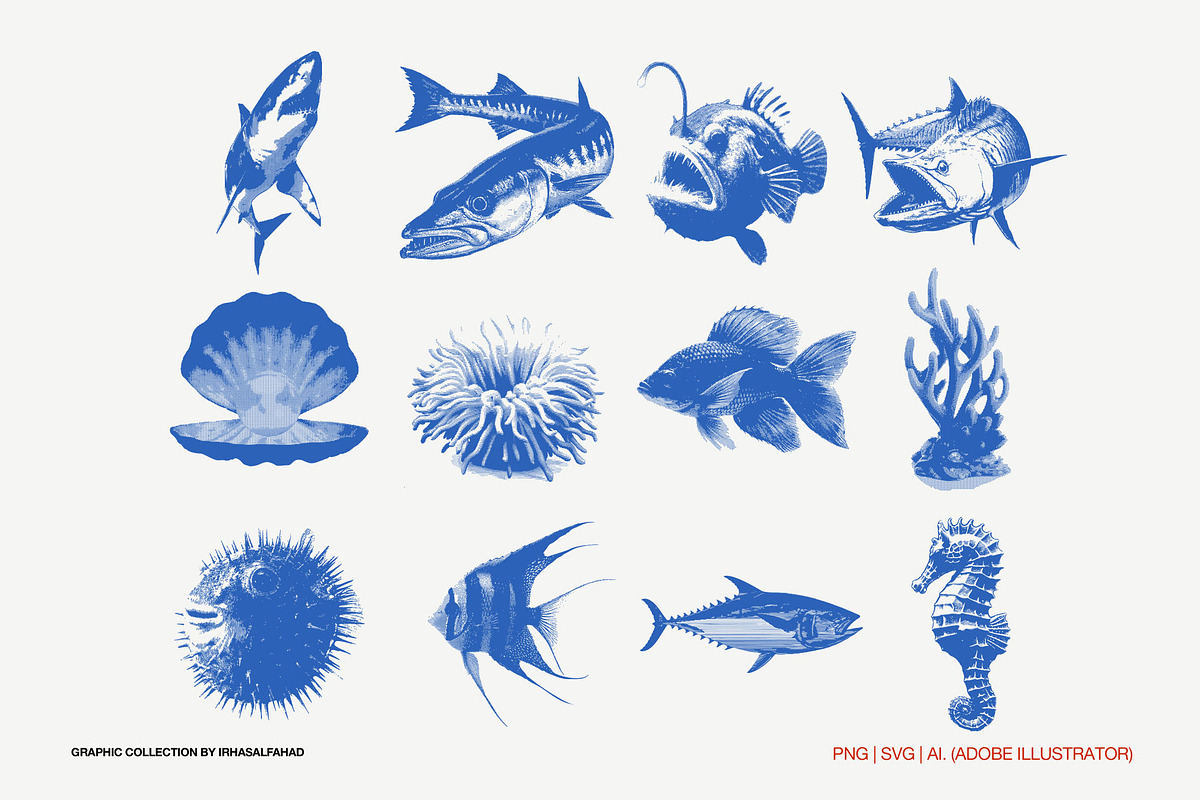 Aquatic Fauna Graphic Collection, an Object Graphic by Irhasalfahad (Photo 2 of 6)