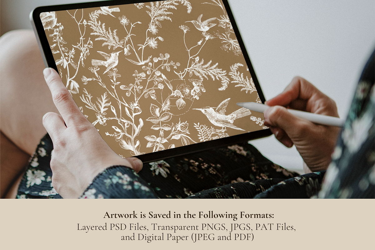 Hummingbird Toile de Jouy Pattern, a Pattern Graphic by Hughes Studio (Photo 4 of 10)
